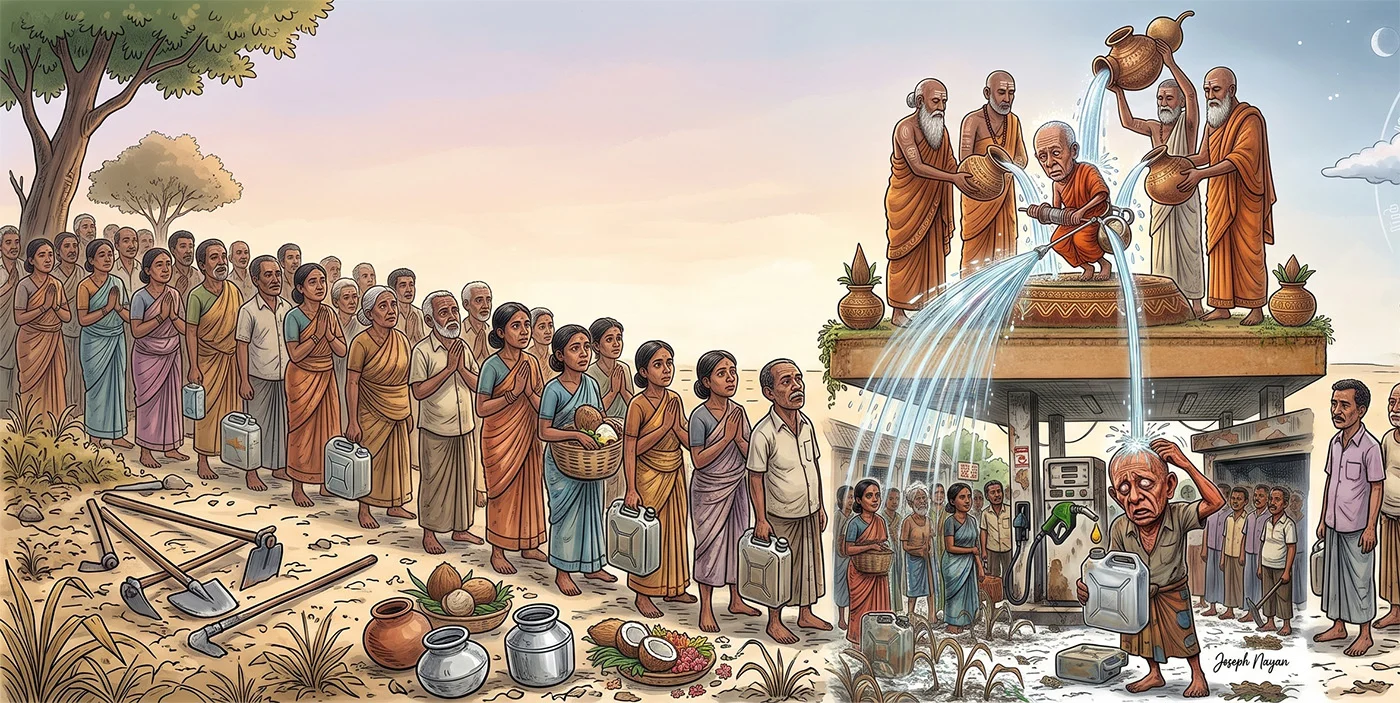 மழைக்காக மந்திர நீரைத் தெளிக்கும் நாட்டில் ஜோதிடர்கள்?